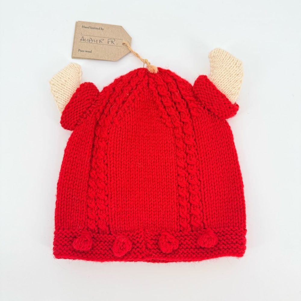 Viking Knit Hat Nordic Kids Wool Bull Horn Crochet Beanie Cap Handmade Baby gift
